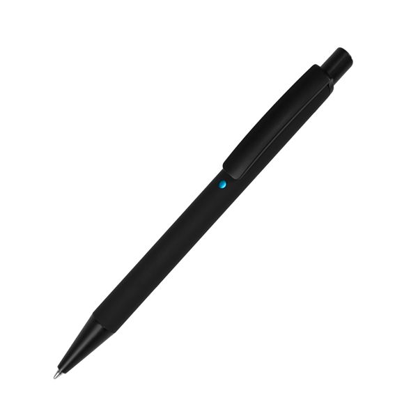 ENIGMA, ручка шариковая, черный/голубой, металл, пластик, софт-покрытие