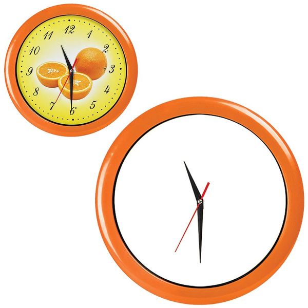 Часы настенные "ПРОМО" разборные ; оранжевый,  D28,5 см; пластик