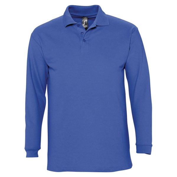 Рубашка поло мужская с длинным рукавом Winter II 210 ярко-синяя